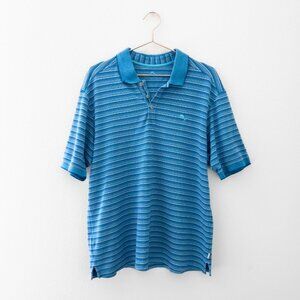 Tommy Bahama Short Sleeve Collared Polo Shirt Blue Stripe Size XL